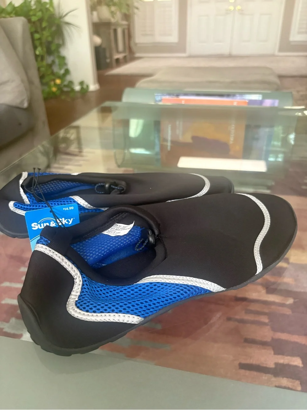 Kids Black Water Shoes with Blue Trim